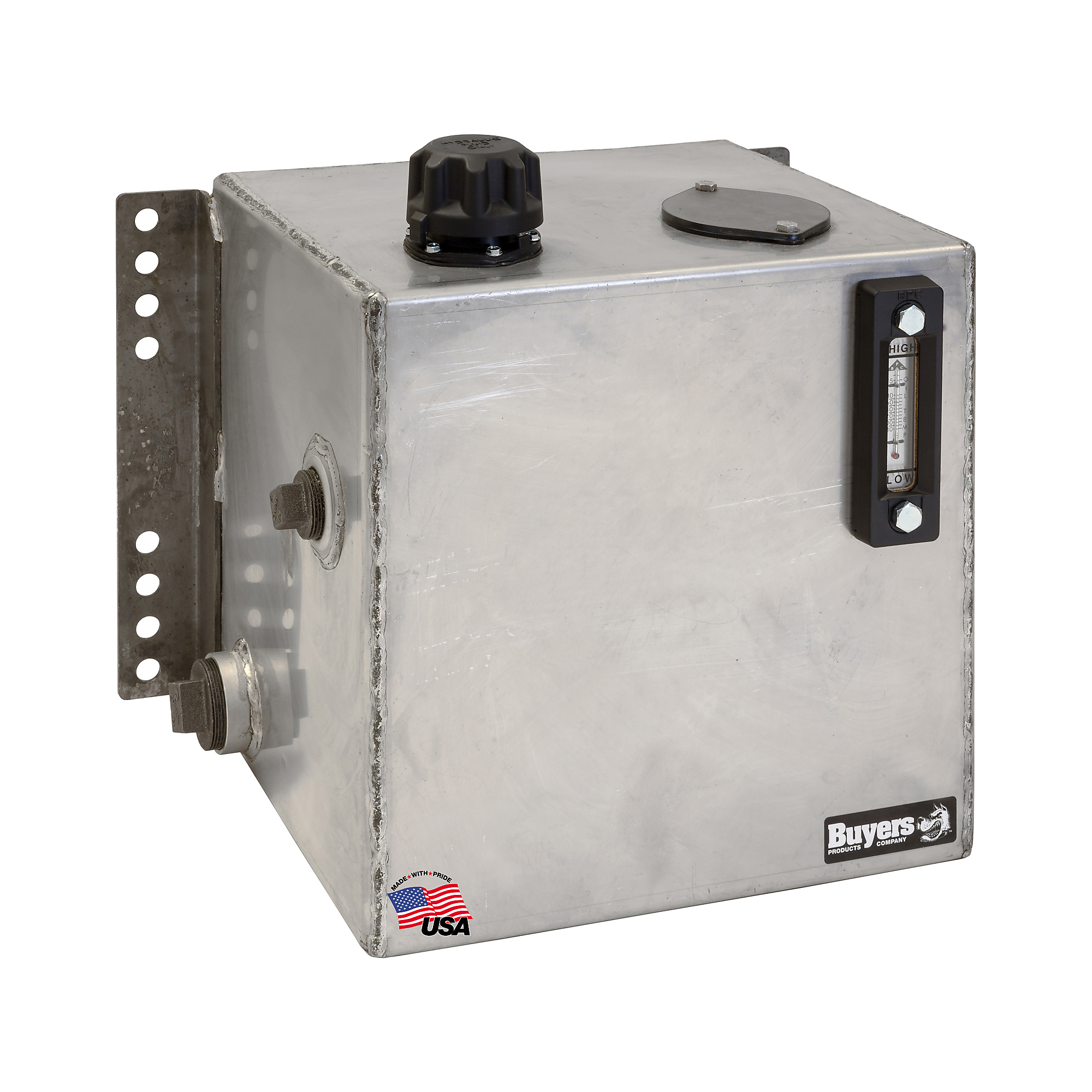 Buyers Products, Reservoir,15 Gal, Sst W/Temp-Sight Gauge, Capacity 15 Gal, Suction Port Size 2 in, Return Port Size Multiple in, Model# SMR15SS